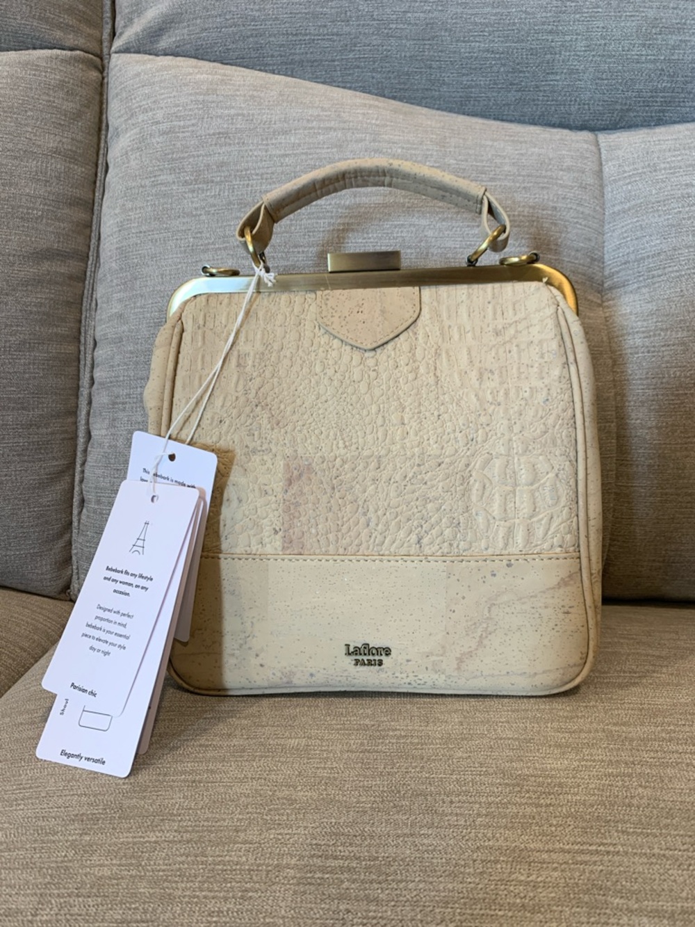 Laflore Paris Bebebark Bag in Crème Croco